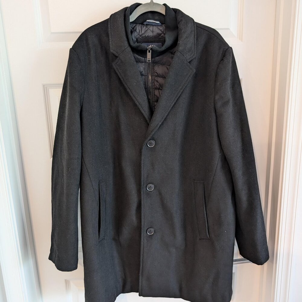 Dockers Men's Henry Wool Blend Top Coat Black
